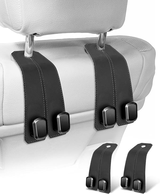 Premium Leather Car Seat Hooks – Stylish Car Organizer